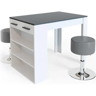 Vicco Bartisch Repose Stehtisch Loungetisch Tresentisch Tisch Küchentisch Regal mit Barhocker