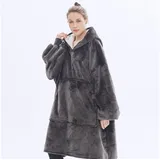 Wohndecke Kuschelpullover Tragbare Decke,Hoodie Decke mit Ärmeln & Tasche, Jibenhome, Übergroße,für Teenager, Herren, Damen grau