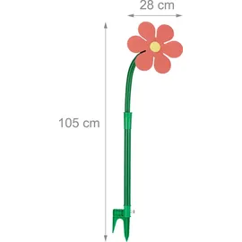 Relaxdays Sprinkler Blume 2er Set 6 m gelb/grün/rot