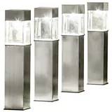 EZSolar Wegeleuchte Edelstahl, Glas 39,7 cm 4er Set Silber