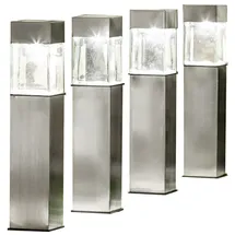 EZSolar Wegeleuchte Edelstahl, Glas 39,7 cm 4er Set Silber