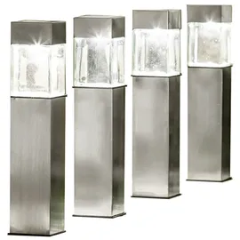 EZSolar Wegeleuchte Edelstahl, Glas 39,7 cm 4er Set Silber