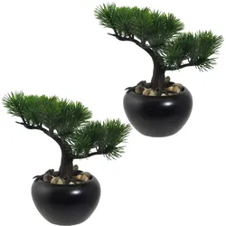 Kunstbonsai CREATIV GREEN "Bonsai Kiefer", grün, H:19cm, Kunststoff, Kunstpflanzen, mit Kies