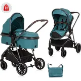Chipolino Kinderwagen Aura 2 in 1 umbaubar Wickeltasche Sitz umkehrbar bis 22 kg grün