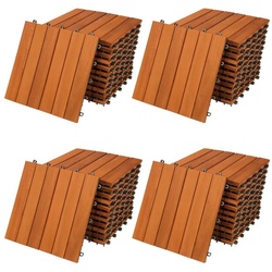 Casaria Holzfliesen 44x Akazie, Terrassenfliesen 1-6m2 Balkon Garten Klicksystem Verschiedene Muster braun