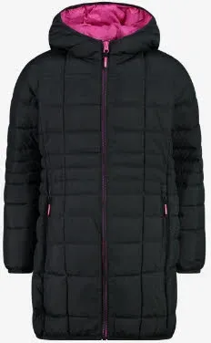 CMP Kinder Kapuzenjacke Steppmantel Winterjacke Mädchen dunkelgrau pink 140