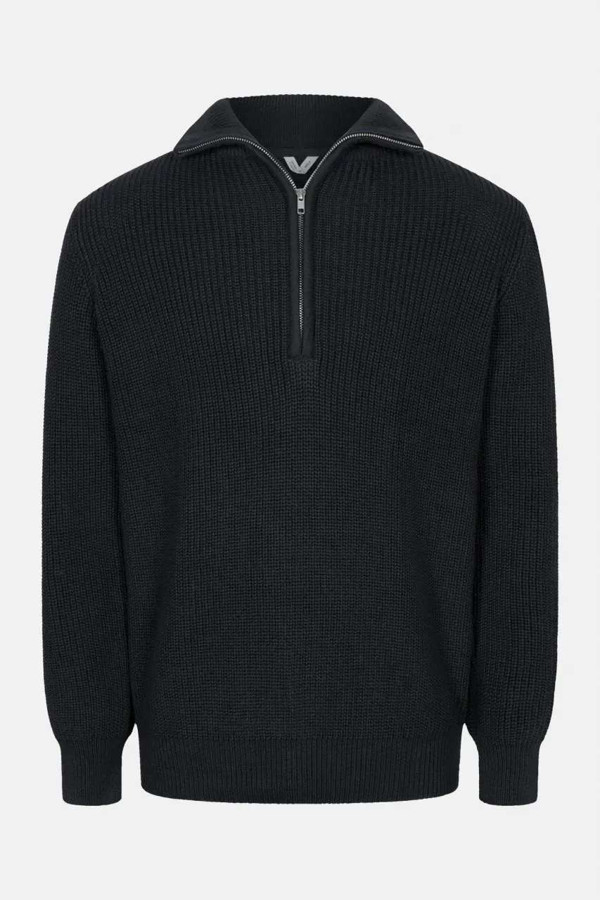 MELA Rippstrick Troyer UDAI Pullover Black Schwarz Baumwolle Nachhaltig