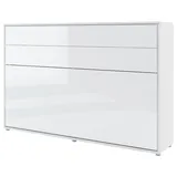 Schrankbett Bed Concept, Wandklappbett mit Lattenrost, V-Bett, Wandbett Bettschrank - 120x200 cm - Weiß/Weiß Hochglanz