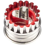 Städter 966018 Linzer- Ausstecher mit Auswerfer Herz, Edelstahl, Silber/rot, 4,8 x 4,8 x 4,8 cm