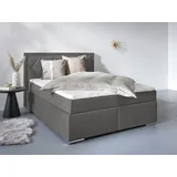 LEONIQUE Boxbett LEONIQUE "Alfie, Bestseller, wahlweise mit Bettkasten", grau (anthrazit), L:206cm, Bezug Bett: Samtvelours (100% Polyester), Bezug der Spiegelfläche Matratzendrell aus 100% Polyester.