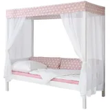 TICAA Himmelbett Lino 90 x 200 cm Kiefer weiß stern-rosa