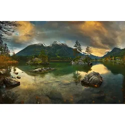 Fototapete PAPERMOON "Photo-Art KRZYSZTOF BROWKO, HINTERSEE", bunt, B:4,50m L:2,80m, Vlies, Tapeten