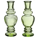 NaDeco Glasvase 'Venice' 2er Set - Wählbar in vielen Farben und Größen | Kerzenvase | Bunte Glasvasen | Deko Vasen | Ausgefallene Farbige Glasvasen, Farbe:Grün, Größe:h.15.5 Ø 5.7cm