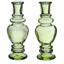 NaDeco Glasvase 'Venice' 2er Set - Wählbar in vielen Farben und Größen | Kerzenvase | Bunte Glasvasen | Deko Vasen | Ausgefallene Farbige Glasvasen, Farbe:Grün, Größe:h.15.5 Ø 5.7cm