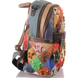 KMISSO City Backpack Patchwork Rucksack Rot