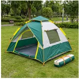 EVOCAMP Kuppelzelt Wurfzelt 2 Personen mit Automatik-Schnellaufbau, wasserabweisend, Personen: 2 (6 tlg), Pop-Up-Zelt mit UV-Schutz & Belüftung, Festivalzelt, 210x200x150 cm beige|grün