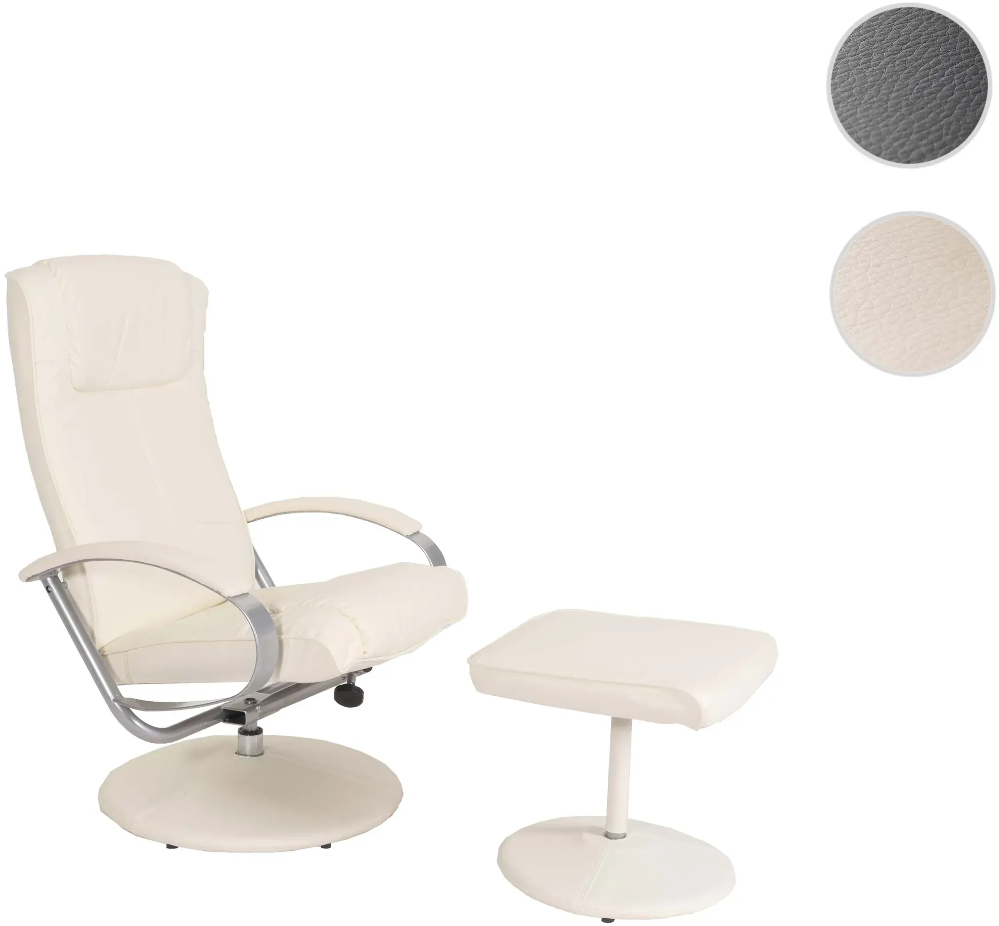 Relaxliege Relaxsessel Fernsehsessel N44 mit Hocker ~ creme-wei√ü