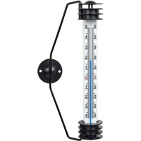 TFA Dostmann Analoges Fensterthermometer, mit Metallhalter, hohe Genauigkeit, wetterfest, L 35 x B 72 x H 195 mm, Schwarz