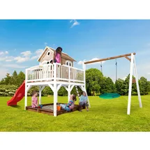 Axi Spielhaus Liam mit Sandkasten und Nestschaukel Braun - Weiß