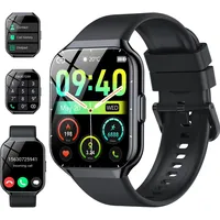 CASCHO Smartwatch Damen Herren mit Telefonfunktion, 1,96" Zoll Touchscreen Fitnessuhr, IP68 Wasserdicht Fitnessuhr mit Herzfrequenzmonitor Schlafmonitor Schrittzähler, Sportuhr für iOS Android