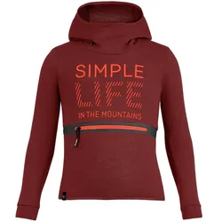 Salewa Kapuzenpullover Simple Dry Hoodie (Baumwolle-Mischung, warm, schnelltrocknend) weinrot Kinder
