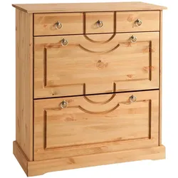 Schuh Klappschrank aus Kiefer Massivholz 18 Paar Schuhe