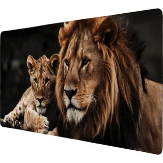 speecheese Löwen Schreibtischunterlage 89x40cm XXL Mauspad für Tierfreunde im Büro