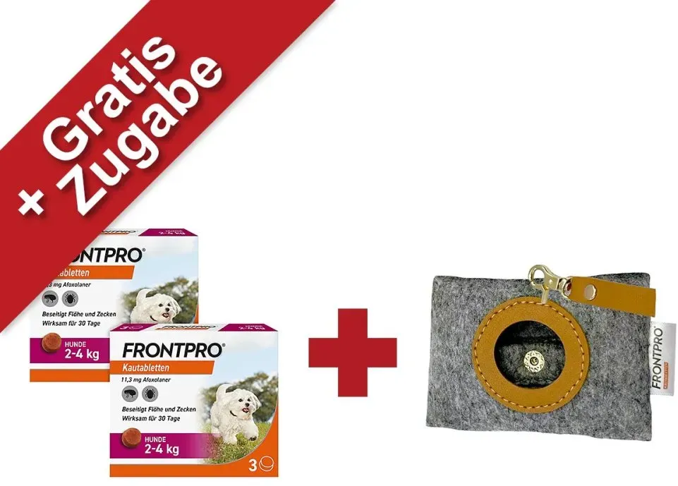 FRONTPRO Kautabletten für Hunde gegen Zecken & Flöhe 2-4 kg