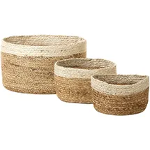 Beliani Aufbewahrungskorb 3er Set TAJORI 24 x 36 x 36 cm beige