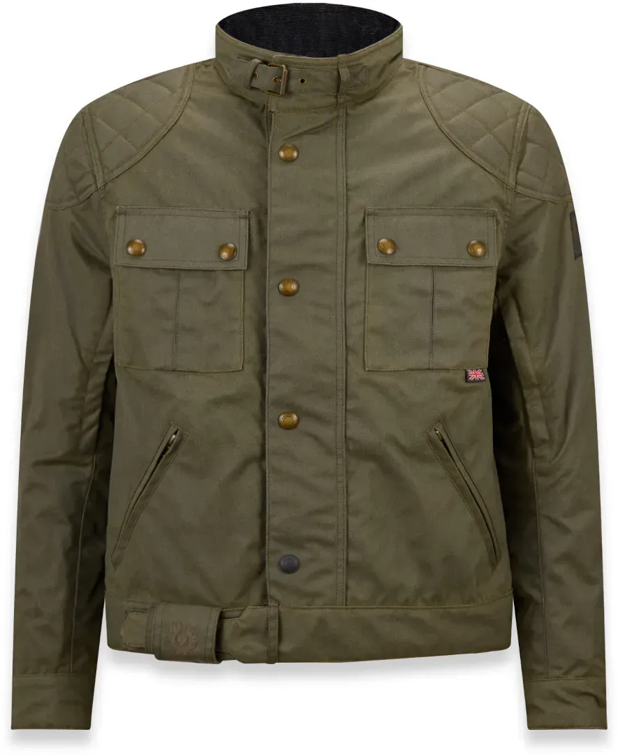 Belstaff Brooklands Motorrad Wachsjacke, grün, Größe S für Männer