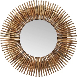 Kare Spiegel Sunlight, Braun, Wandspiegel, Spiegel, Glas verspiegel, recyceltes Holz, 122x122x5 cm (H/B/T)