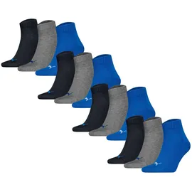 Puma Quartersocken 12er Pack Blau/Grau/Schwarz 39-42