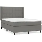 vidaXL Boxspringbett mit Matratze Dunkelgrau 140x200 cm Stoff