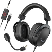 Over Ear Kopfhörer mit Kabel Gaming Headset mit Mikrofon Abnehmbar USB Headset
