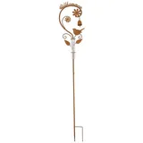 Dekoleidenschaft Gartenstecker "Willkommen" 124 cm hoch aus Metall in Rost-Optik, mit Regenmesser, Dekostecker, Niederschlagsmessung, Garten-Deko für Draußen