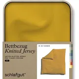 schlafgut Bettbezug SCHLAFGUT "Knitted Jersey uni, aus Bio-Baumwolle mit Elasthan, Reißverschluss", gelb (gelb deep), B:240cm L:220cm, Jersey, Obermaterial: 95% Baumwolle, 5% Elasthan, Bettbezüge, bügelfrei, Mix & Match Bettwäsche: passender Kissenbezug erhältlich
