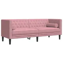 vidaXL Chesterfield-Sofa mit Nackenrollen 3-Sitzer Rosa Samt