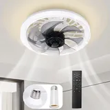 Deckenventilator Mit Beleuchtung, Leiser Deckenventilator Mit 6 Geschwindigkeitsstufen, Reversibler Windrichtung, 3 Farbtemperaturen, Dimmbarer Fernbedienung, Led-deckenventilator-kronleuchter