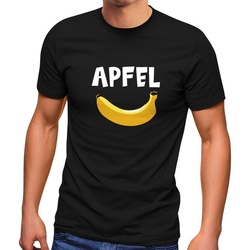 MoonWorks Print-Shirt Herren T-Shirt lustiger Aufdruck Apfel Banane Witz Scherz Fun-Shirt Spruch lustig Moonworks® mit Print schwarz L