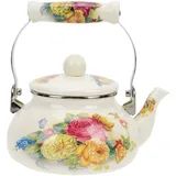 Cabilock Emaille Vintage Wasserkocher Kaffeekanne: 1. 5L Rose Retro Keramik Kanne Induktion Teekocher Wasserkessel Tea Pot Edelstahl Wasserkanne Teekessel Chinesische für Gas E Herd Gasherd