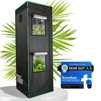 HOMEKING Growzelt 60x60x180 - Zuchtzelte für Hydrokulturen 2X Sichtfenster Reflexionsstark Grow Box Gewächshaus Indoor für Hydroponic System Varianten (Green Version)