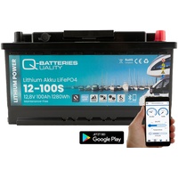 Quality Batteries Q-Batteries Lithium Akku 12-100S 12,8V 100Ah 1280Wh LiFePO4 Batterie mit Bluetoo...