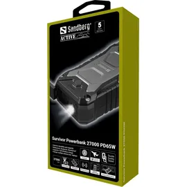 Sandberg Survivor Powerbank 27000 PD65W - Schwarz