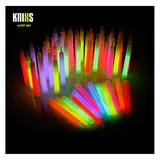 KNIXS 50er Pack Power-Knicklichter/Knicklicht (15cm) inkl. Spezialhaken und Befestigungsband im 6-Farb-Mix Leuchtend für Party, Festival, Outdoor oder als Dekoration
