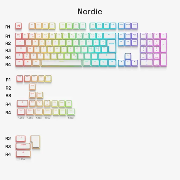 Aura V3 Keycaps White - Nordic ISO - (13 - Schlüsselschalter Zubehör