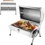 Edelstahl Klappgrill Holzkohlegrill, BBQ Grill Doppel Grillfläche 34X21.5 Cm, Ti