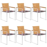 VidaXL Gartenstühle 6 Stk. mit Kissen Massivholz Teak
