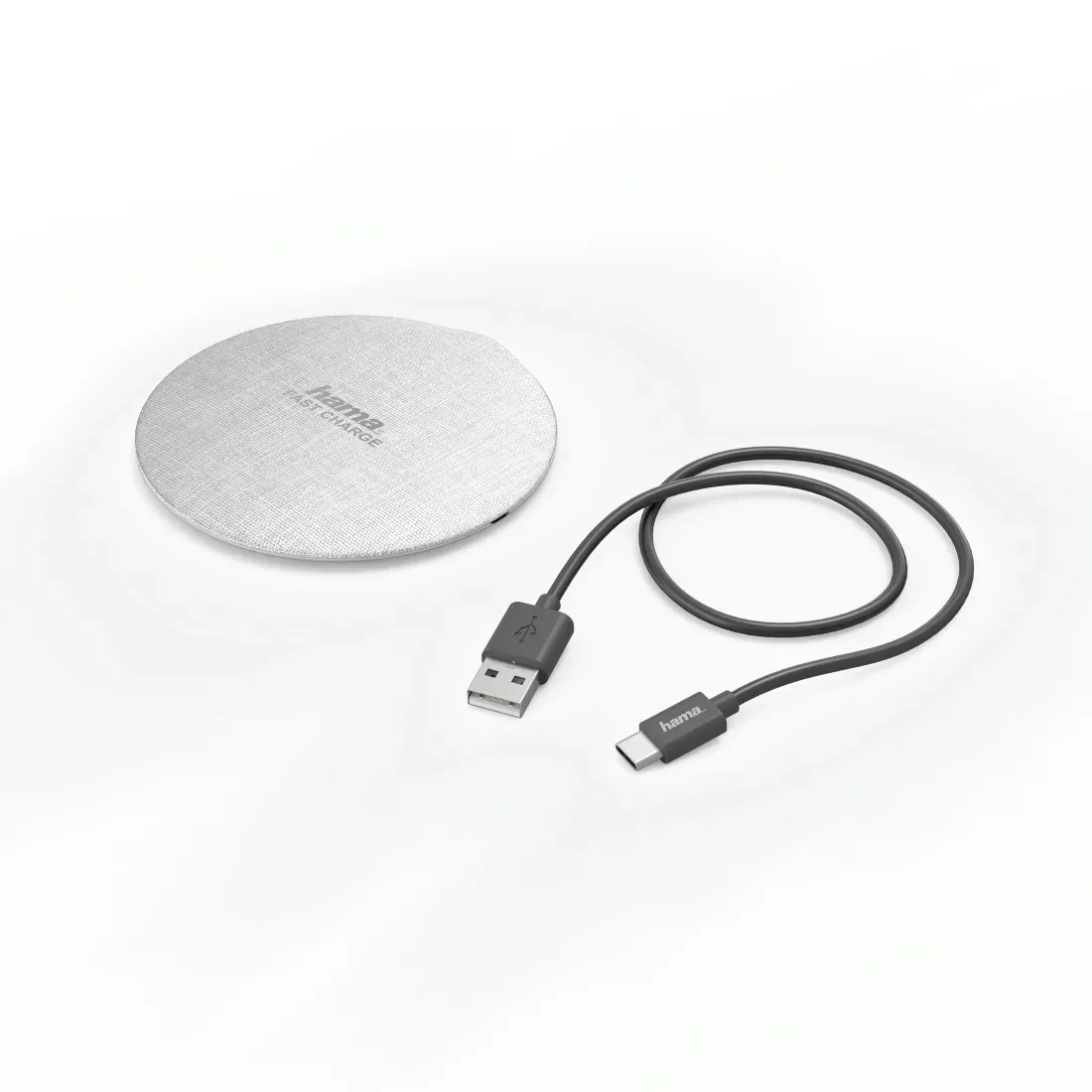 Hama 00183380 Ladegerät für Mobilgeräte Smartphone Silber, Weiß USB Kabelloses Aufladen Drinnen