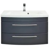 Lomadox Badezimmer Waschplatz 80cm Luino-02 Anthrazit Seidenglanz Inkl. Mineralguss-becken B/h/t 82/53/49cm
