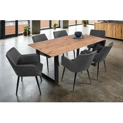 Esszimmertisch Schweizer Kante massiv & geölt Eiche 160x85 schwarz U-Gestell Lotte